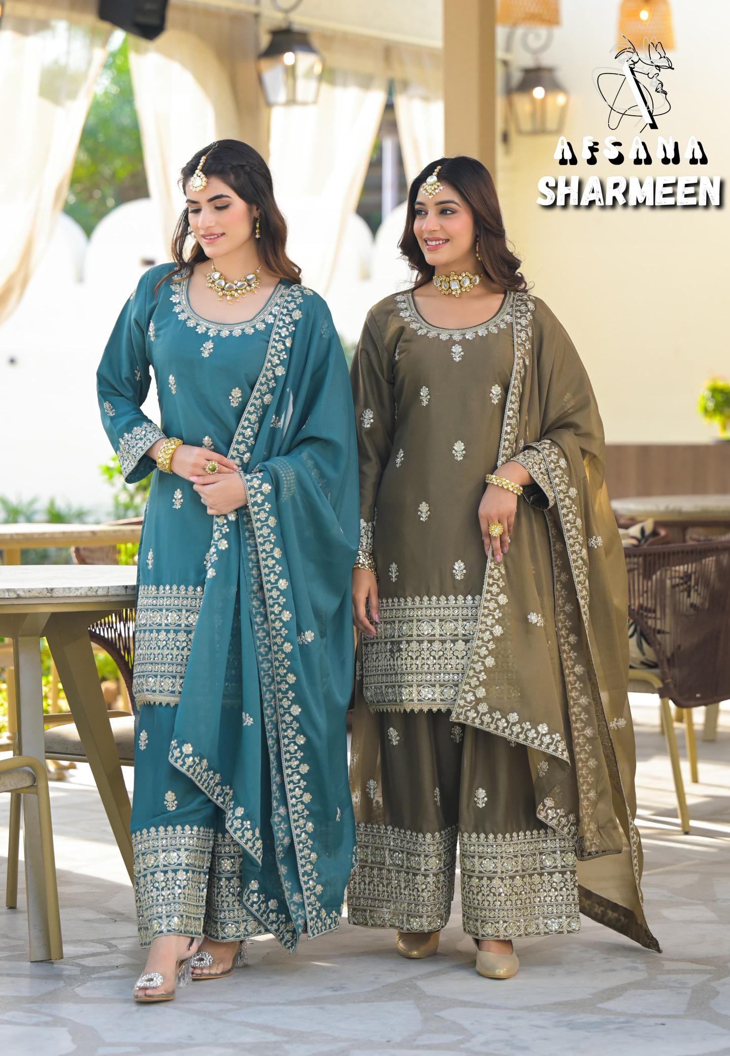 Afsana sharmeen 2 simmer georgette wholesale salwar kameez catalogue eid collection