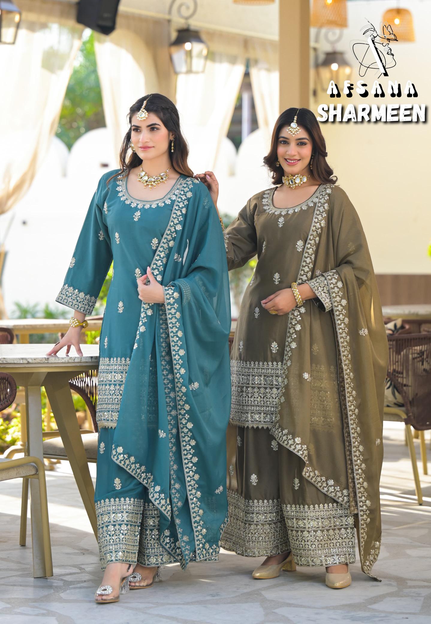 Afsana sharmeen 2 simmer georgette wholesale salwar kameez catalogue eid collection