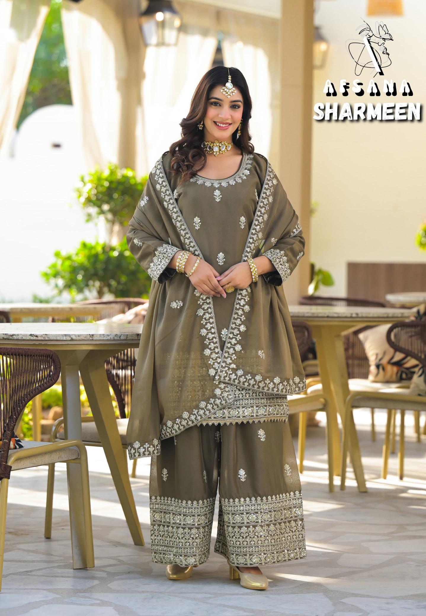 Afsana sharmeen 2 simmer georgette wholesale salwar kameez catalogue eid collection