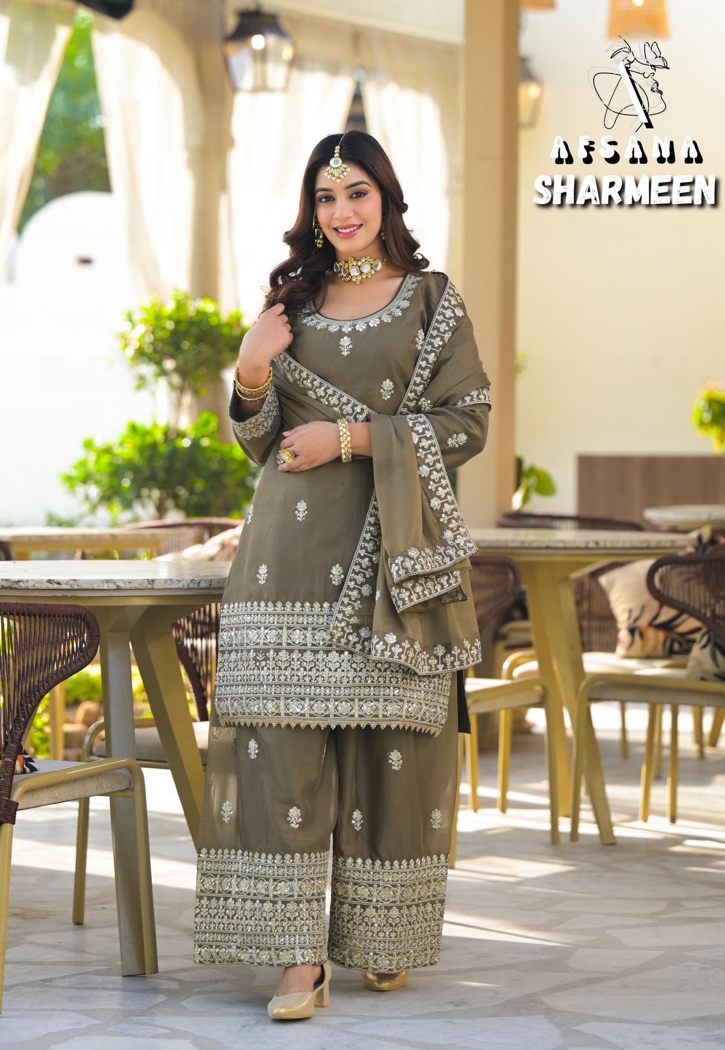 Afsana sharmeen 2 simmer georgette wholesale salwar kameez catalogue eid collection
