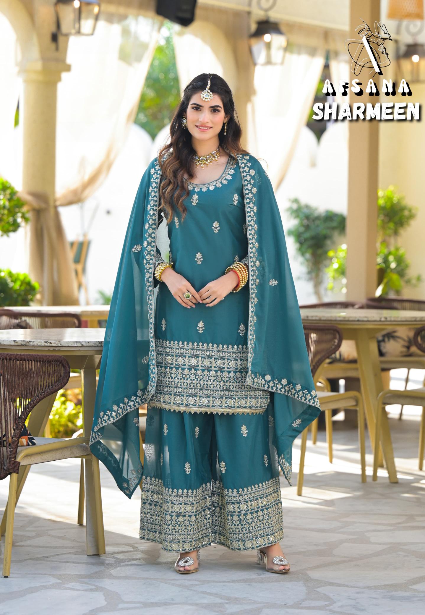 Afsana sharmeen 2 simmer georgette wholesale salwar kameez catalogue eid collection