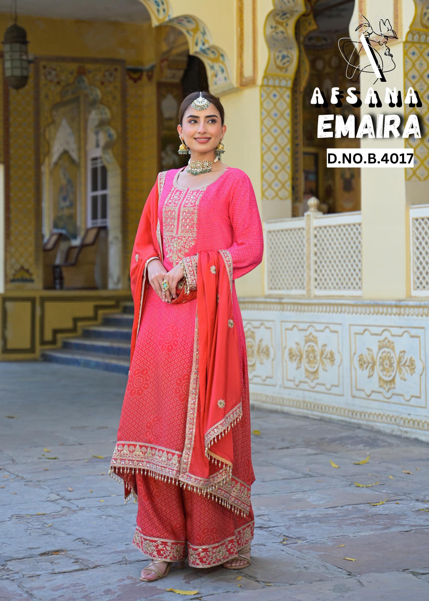 Afsnana emaira viscose crape wholesale catalogue salwar kameez