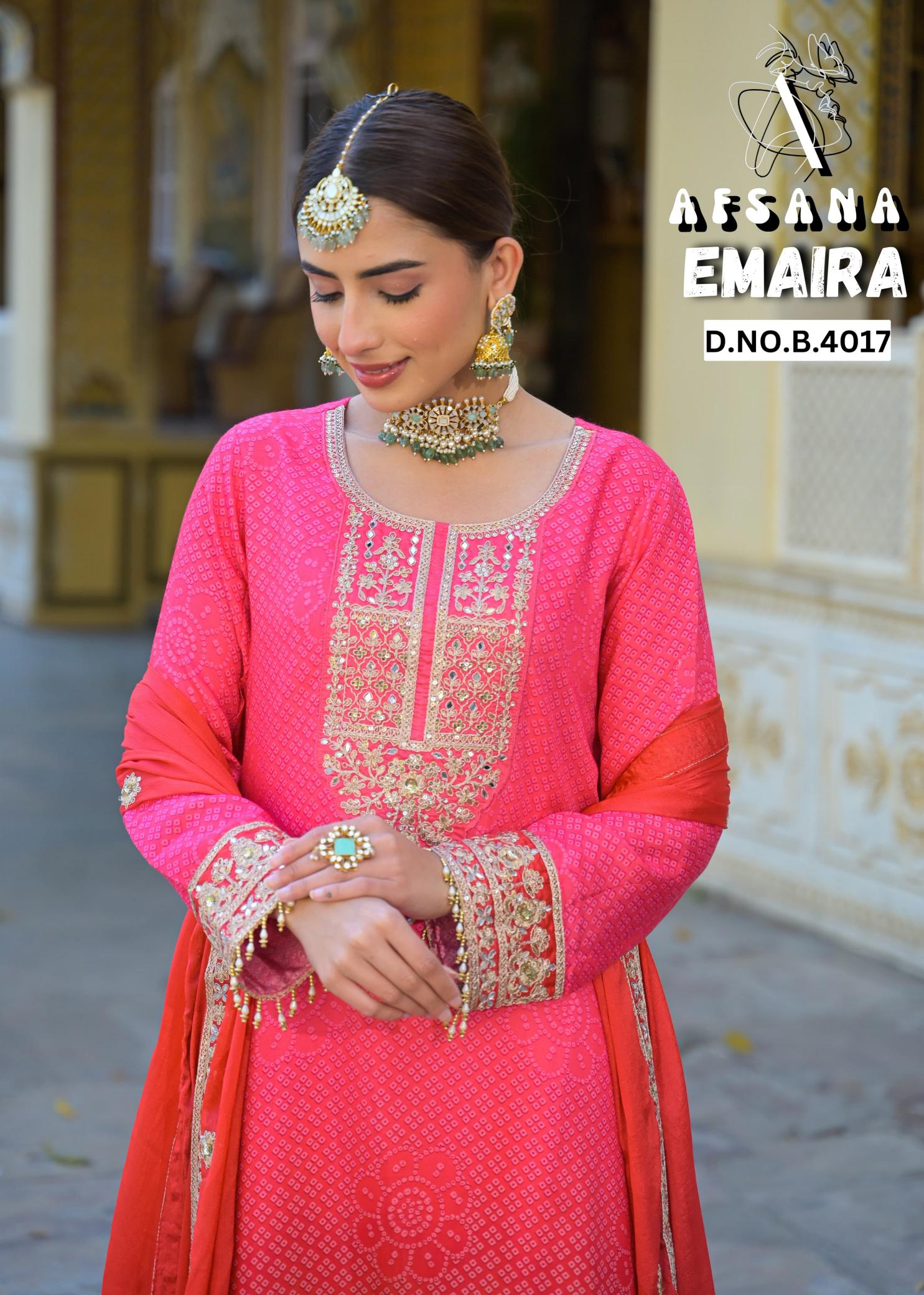 Afsnana emaira viscose crape wholesale catalogue salwar kameez
