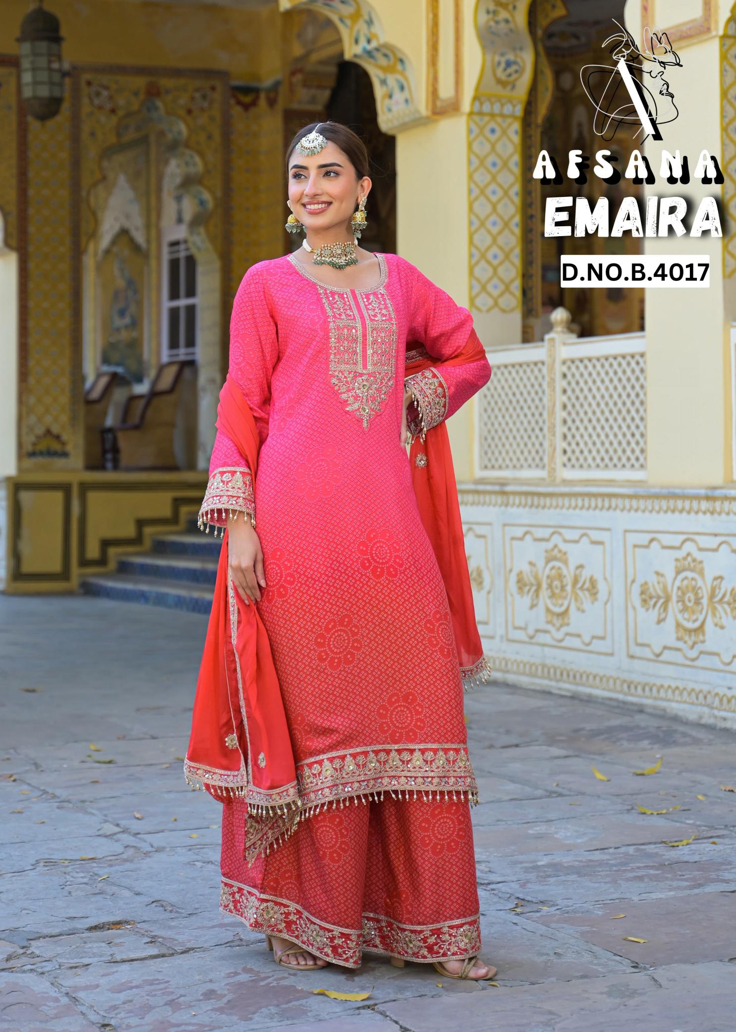 Afsnana emaira viscose crape wholesale catalogue salwar kameez