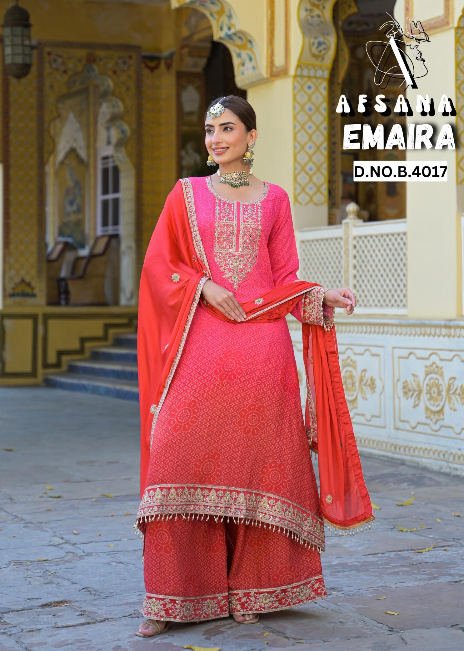 Afsnana emaira viscose crape wholesale catalogue salwar kameez