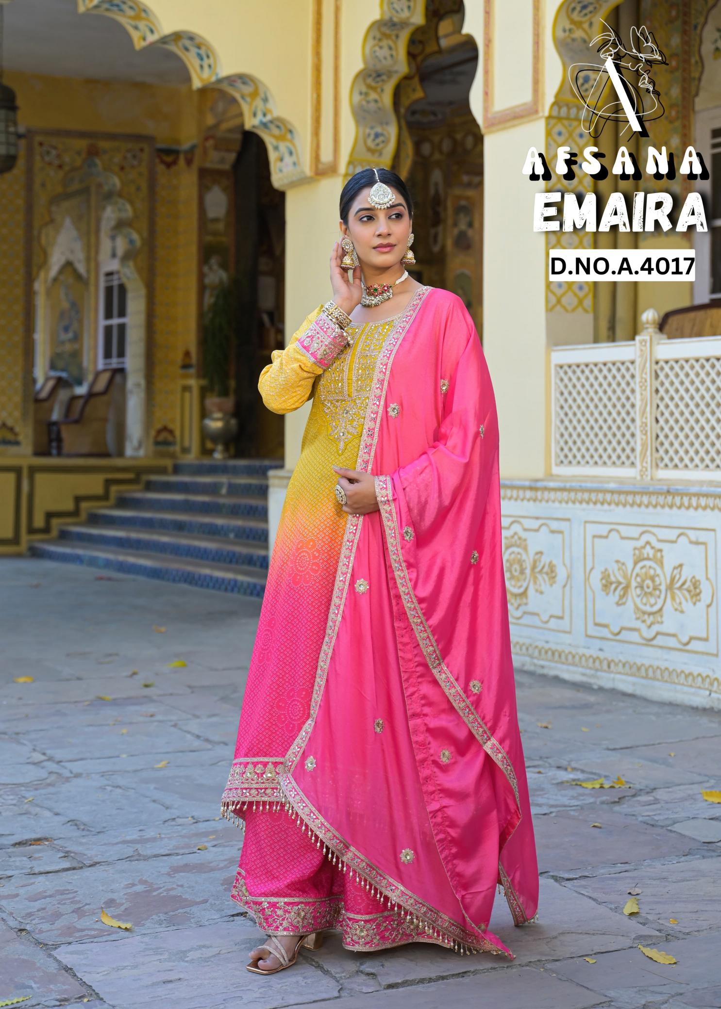 Afsnana emaira viscose crape wholesale catalogue salwar kameez