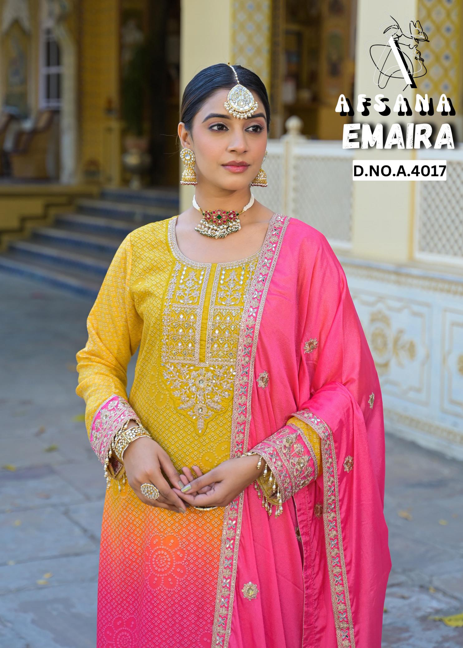 Afsnana emaira viscose crape wholesale catalogue salwar kameez