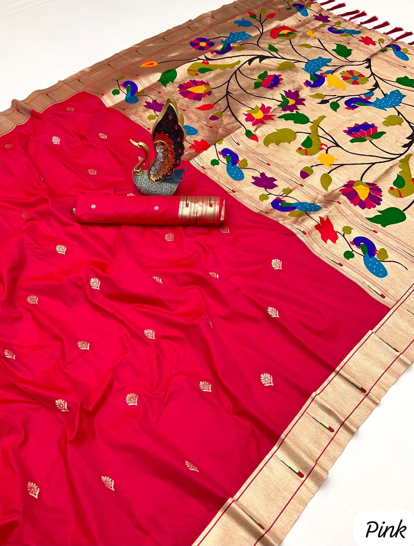 Anupama karma paithani voL-2 silk lotus flowers surat saree wholesale market online shopping