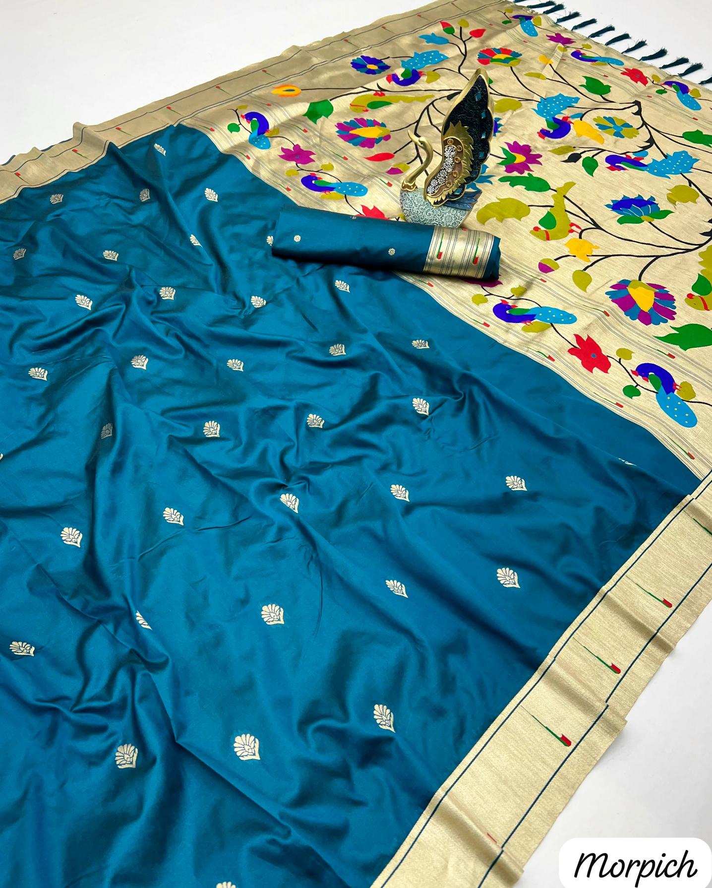 Anupama karma paithani voL-2 silk lotus flowers surat saree wholesale market online shopping