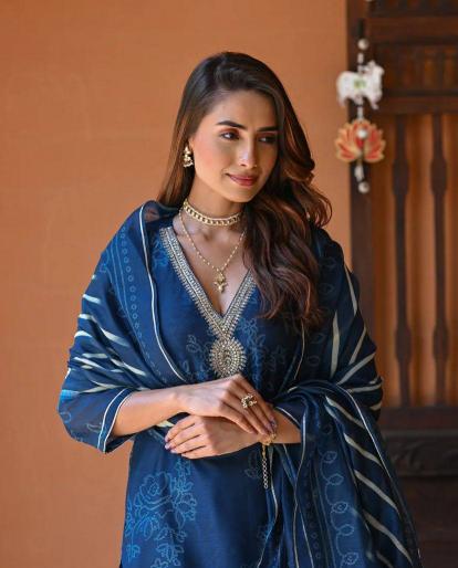 Bitto nora blue rayon 3 pcs v neck wholesale online shopping clothes
