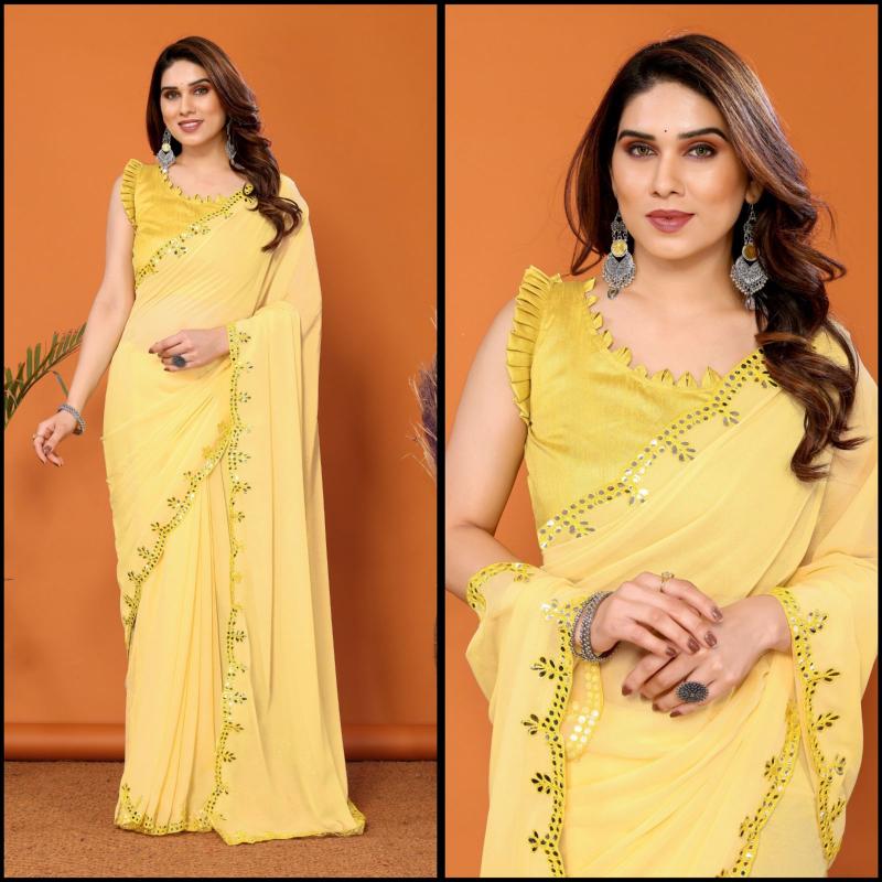 GC bright georgette with mirror work sarees manufacturers in india