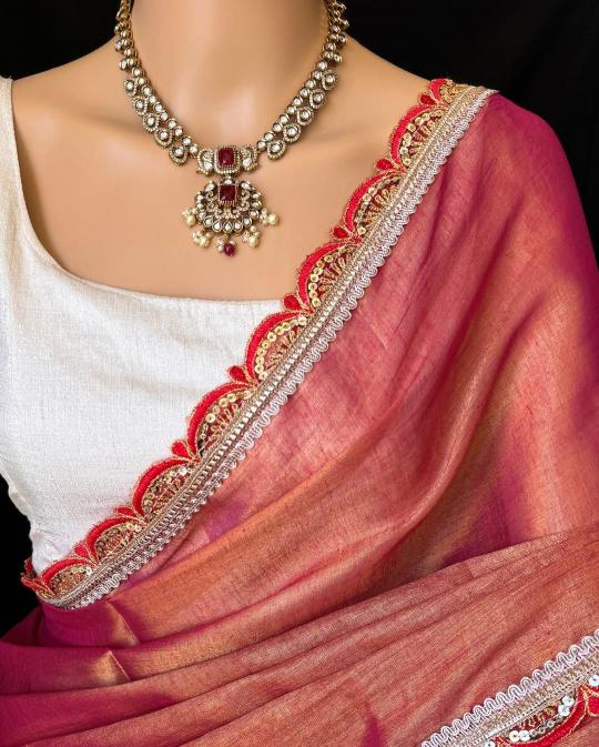 GC cotton tissue silk plain with lace border surat saree wholesale market price list