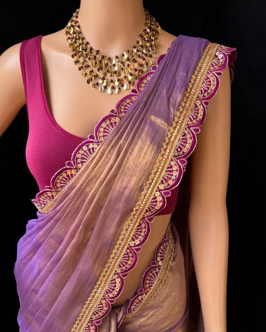 GC cotton tissue silk plain with lace border surat saree wholesale market price list