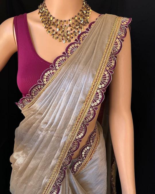 GC cotton tissue silk plain with lace border surat saree wholesale market price list