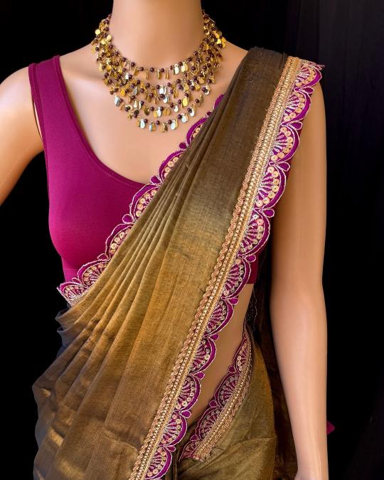 GC cotton tissue silk plain with lace border surat saree wholesale market price list