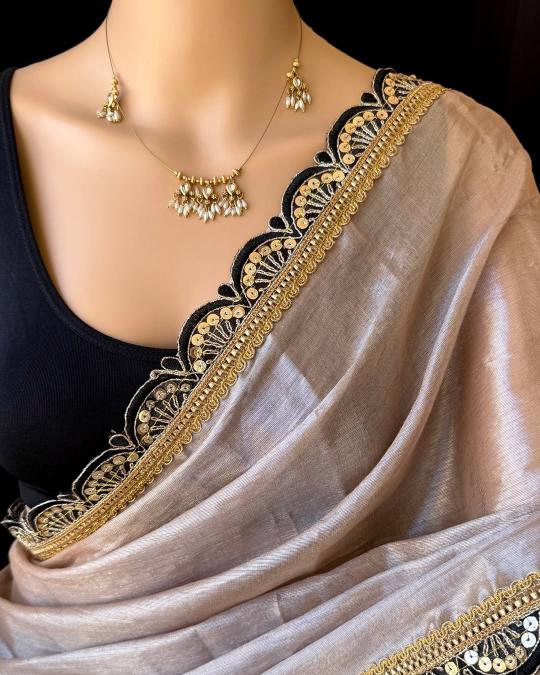 GC cotton tissue silk plain with lace border surat saree wholesale market price list