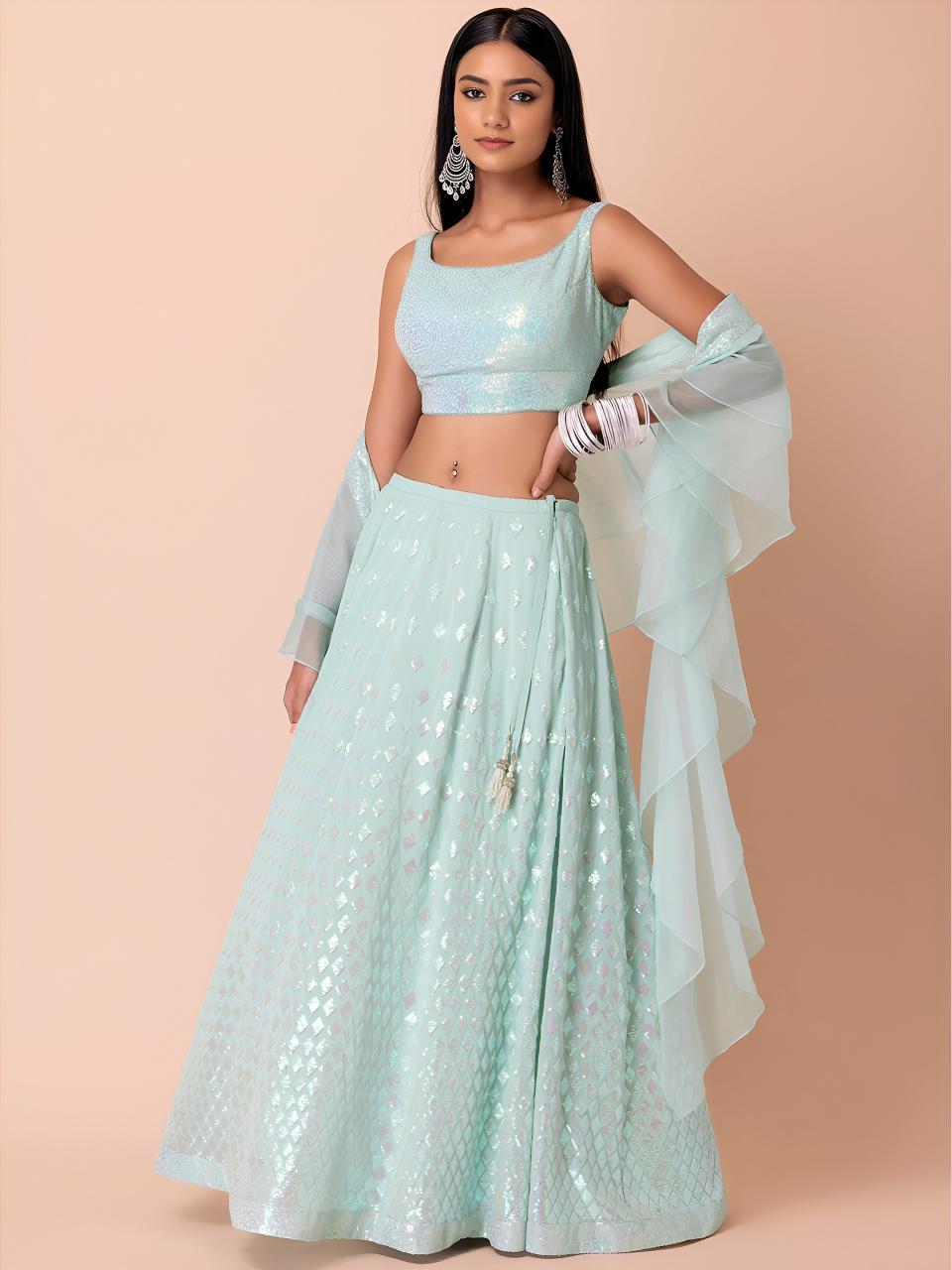 Glamourous Heavy Georgette Blue Lehenga choli online shopping in Mumbai