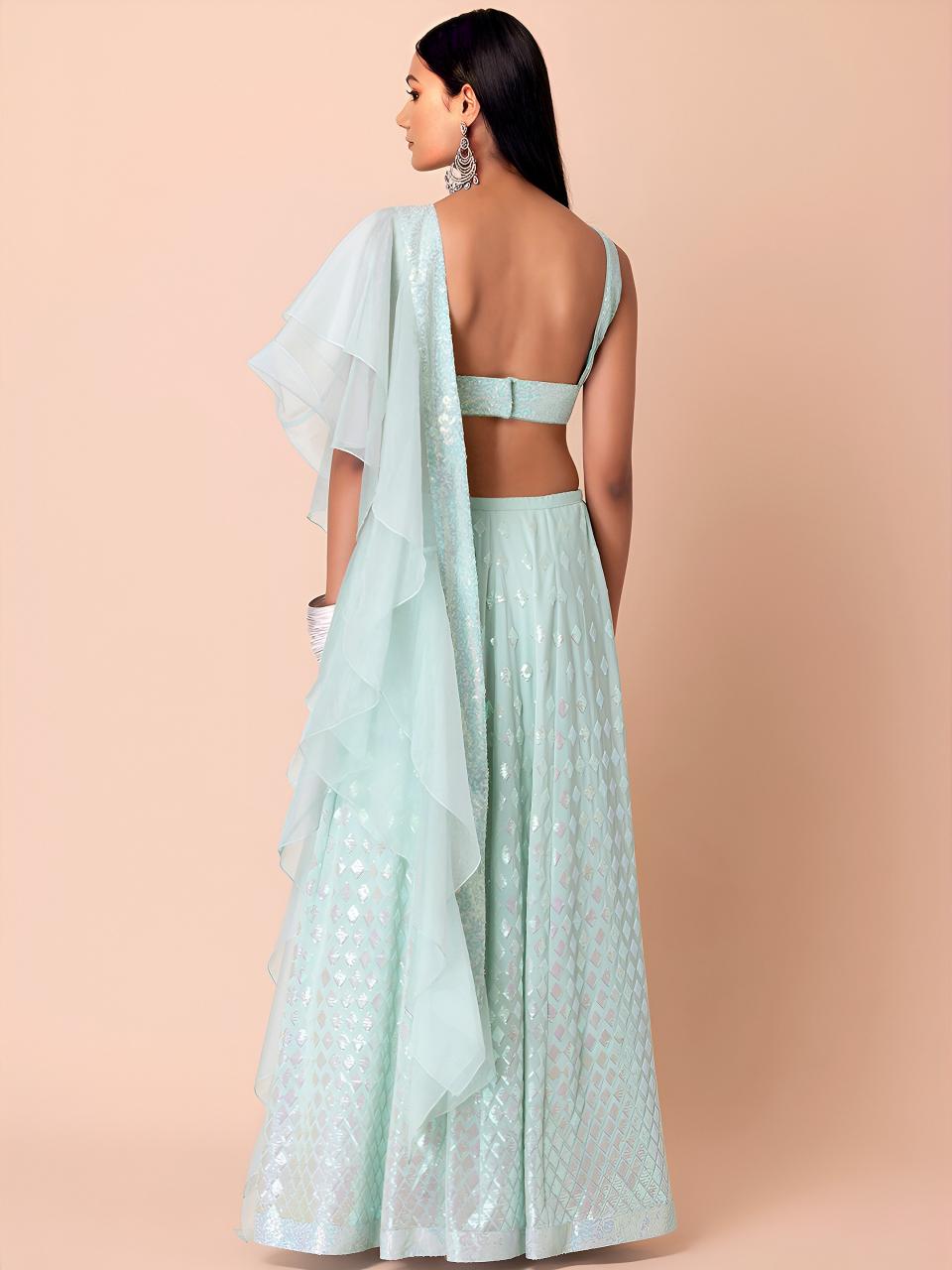 Glamourous Heavy Georgette Blue Lehenga choli online shopping in Mumbai