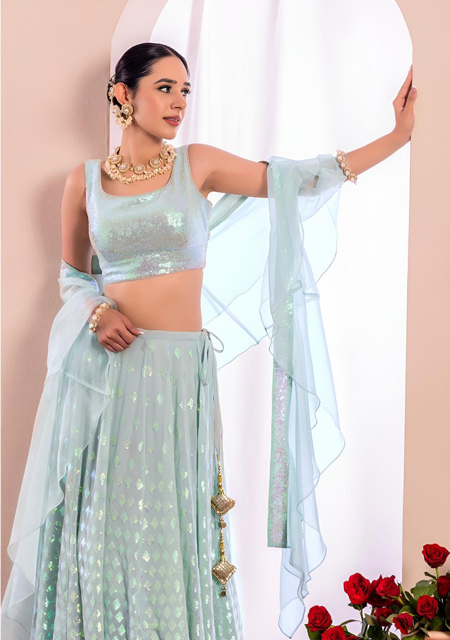 Glamourous Heavy Georgette Blue Lehenga choli online shopping in Mumbai