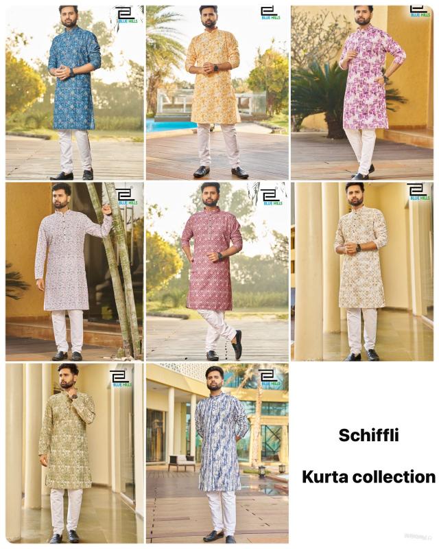 Inli schiffli 5.0 mens wear rayon schiffli chikan work kurta pajama india brand