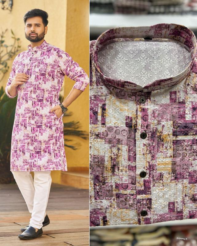 Inli schiffli 5.0 mens wear rayon schiffli chikan work kurta pajama india brand