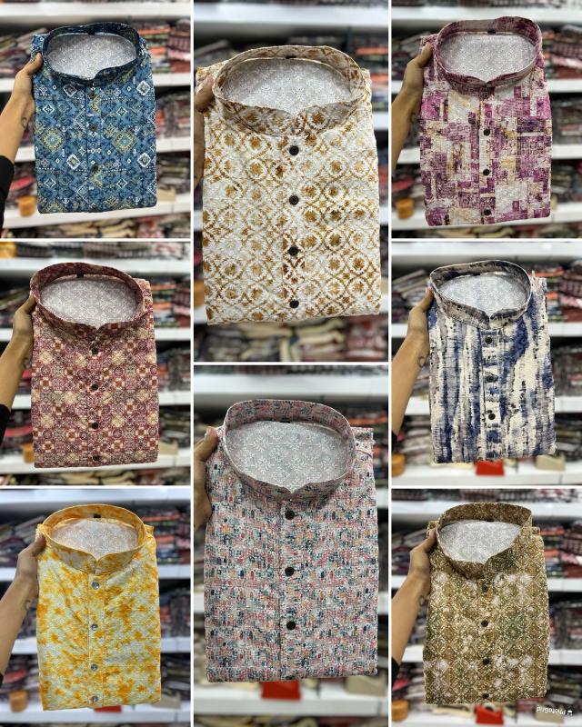 Inli schiffli 5.0 mens wear rayon schiffli chikan work kurta pajama india brand