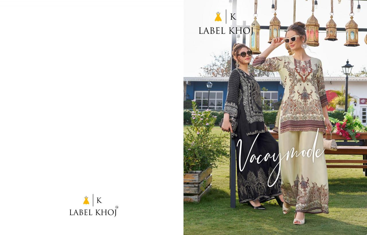 Karma label khoj vacay mode maslin print cord set manufacturer