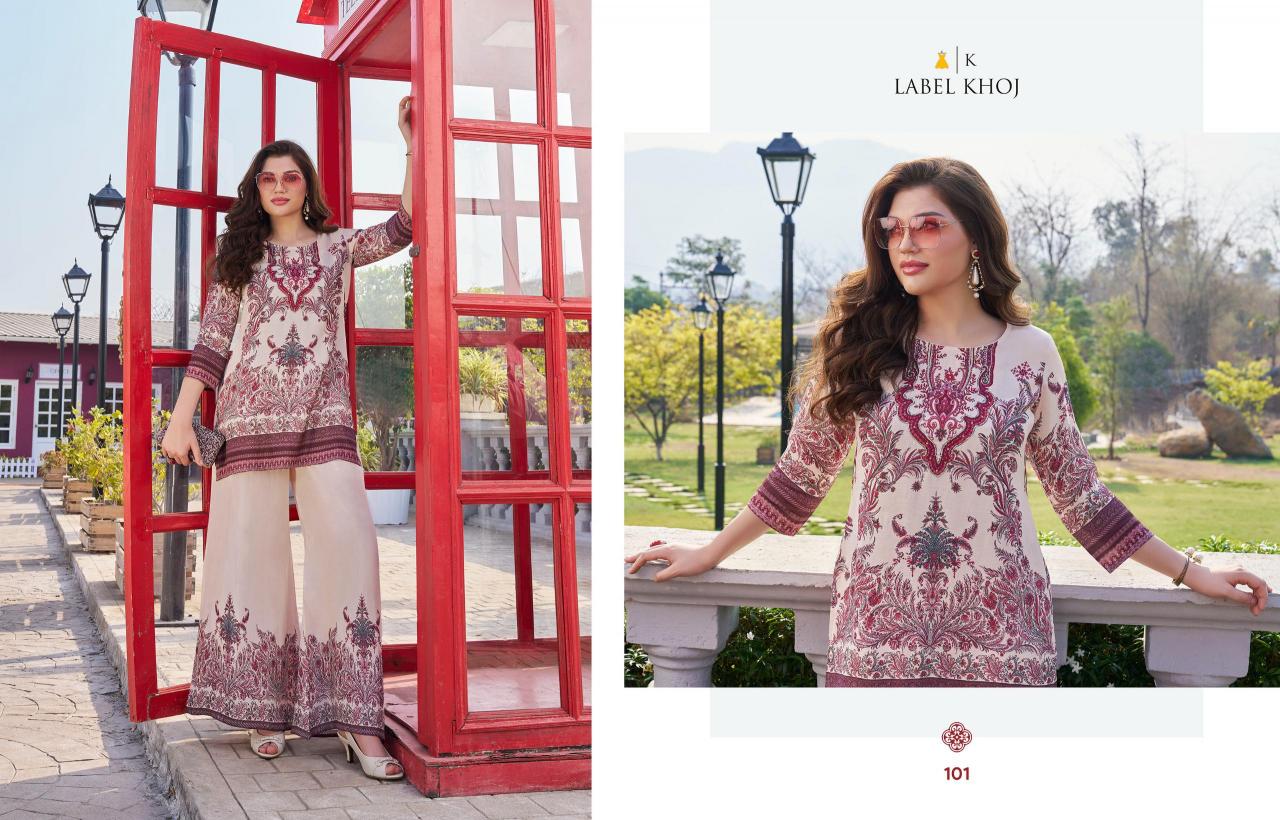 Karma label khoj vacay mode maslin print cord set manufacturer