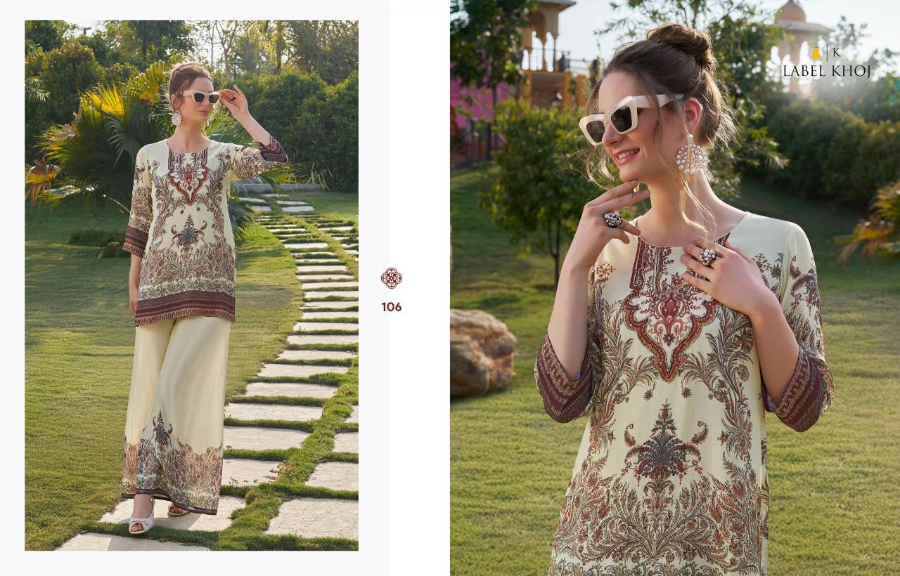Karma label khoj vacay mode maslin print cord set manufacturer
