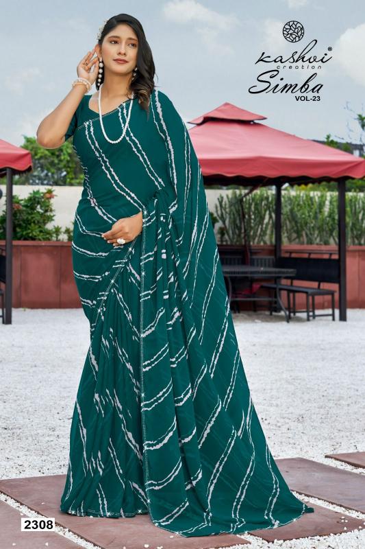 Kashvi creation simba vol 23 georgette lahariya print wholesale saree online shopping