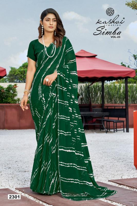 Kashvi creation simba vol 23 georgette lahariya print wholesale saree online shopping