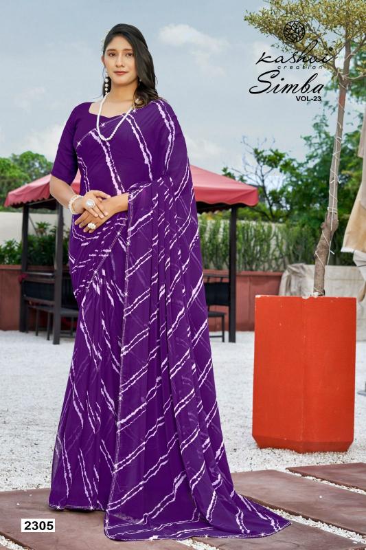 Kashvi creation simba vol 23 georgette lahariya print wholesale saree online shopping