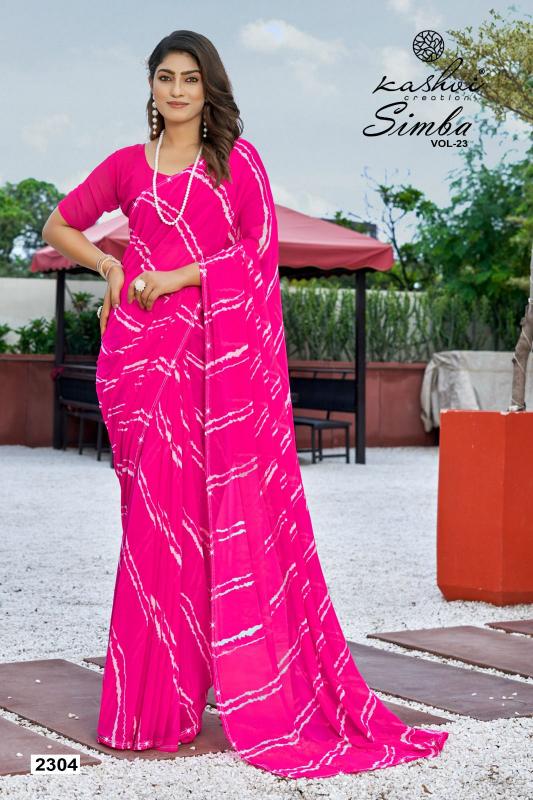 Kashvi creation simba vol 23 georgette lahariya print wholesale saree online shopping