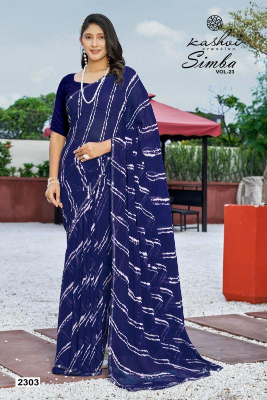 Kashvi creation simba vol 23 georgette lahariya print wholesale saree online shopping