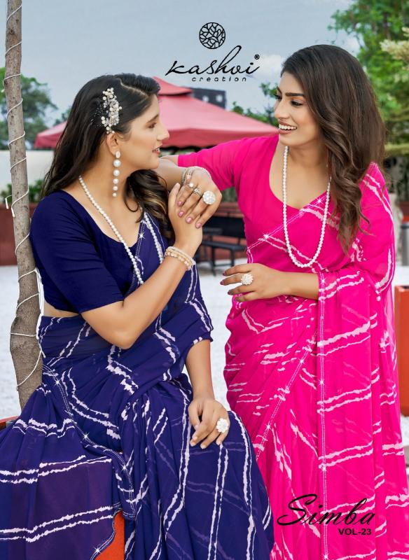 Kashvi creation simba vol 23 georgette lahariya print wholesale saree online shopping
