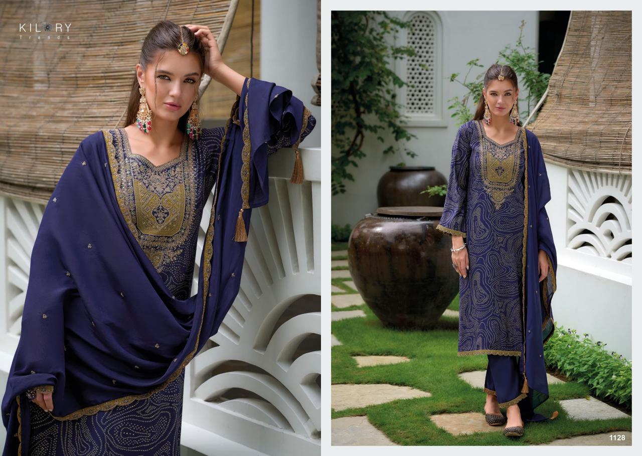 Kilory trends bandhej foil print straight types of indian dress material 