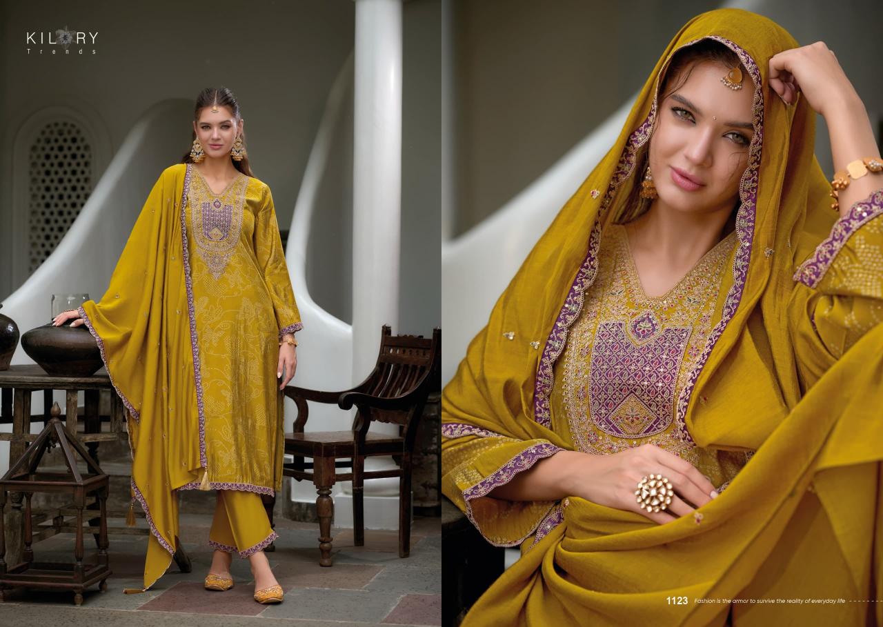 Kilory trends bandhej foil print straight types of indian dress material 