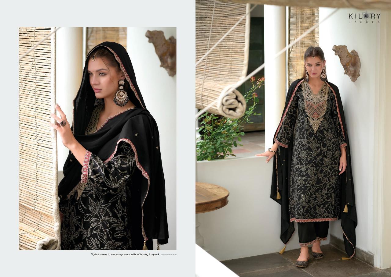 Kilory trends bandhej foil print straight types of indian dress material 