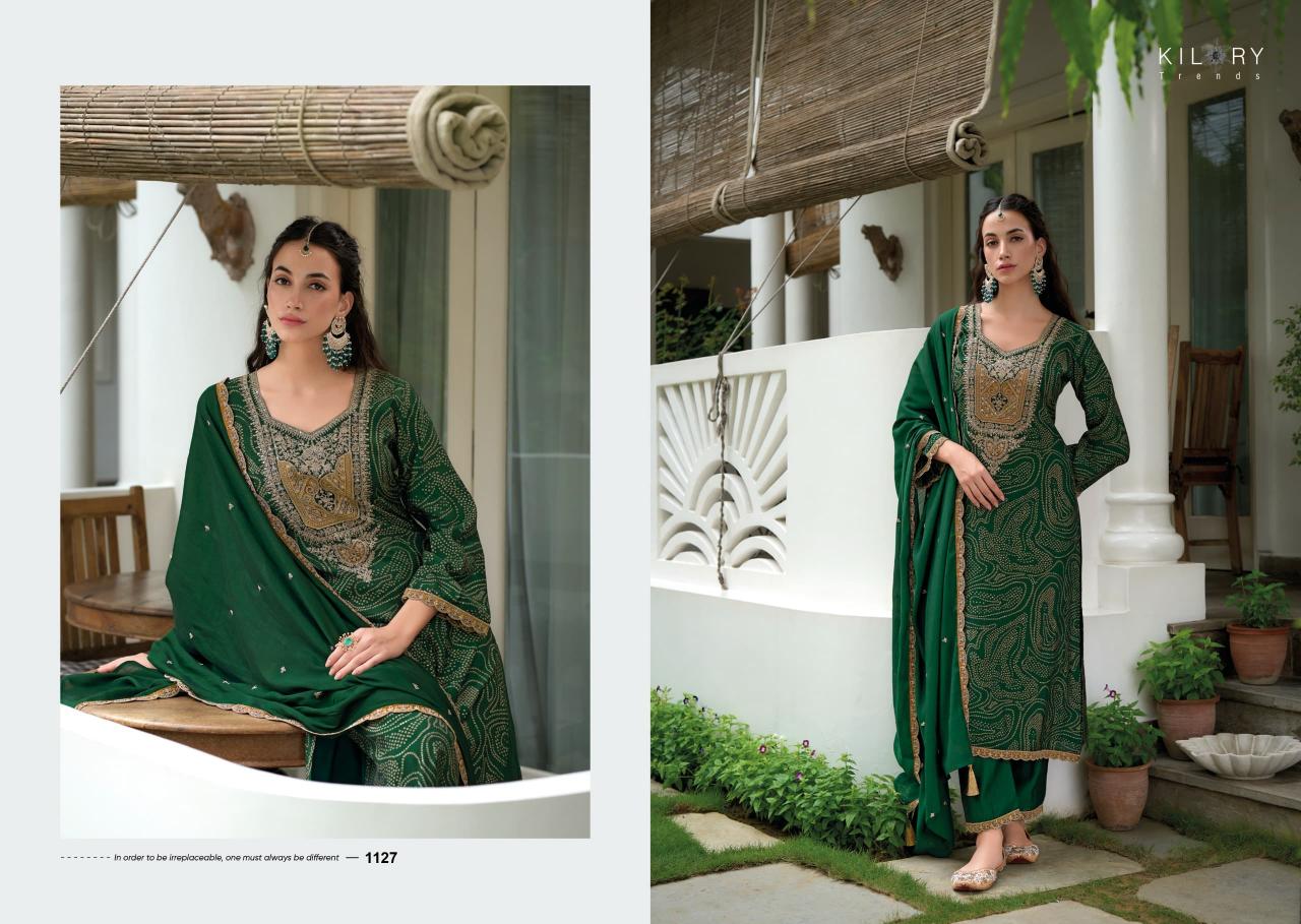 Kilory trends bandhej foil print straight types of indian dress material 