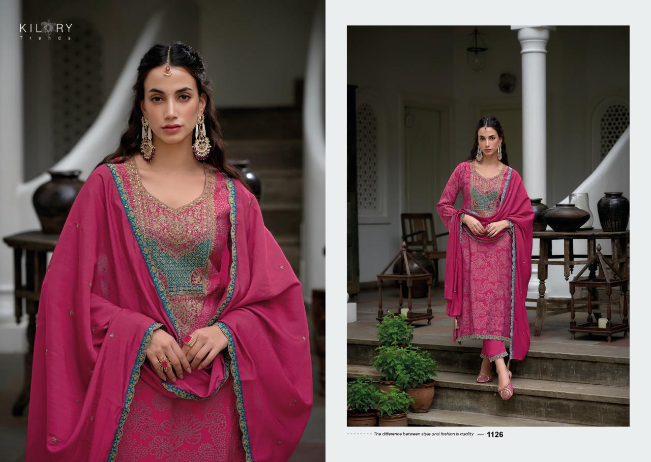 Kilory trends bandhej foil print straight types of indian dress material 