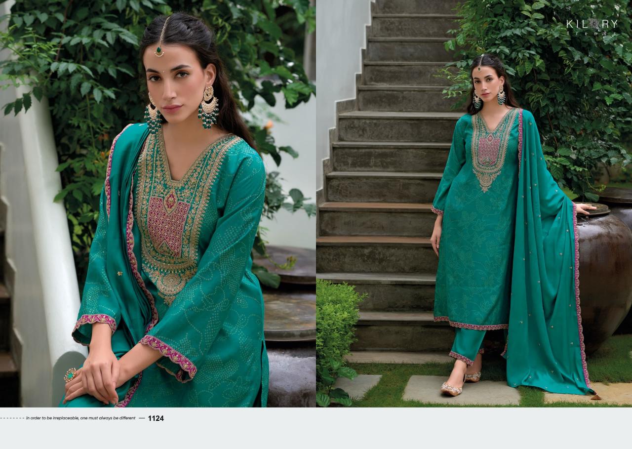 Kilory trends bandhej foil print straight types of indian dress material 