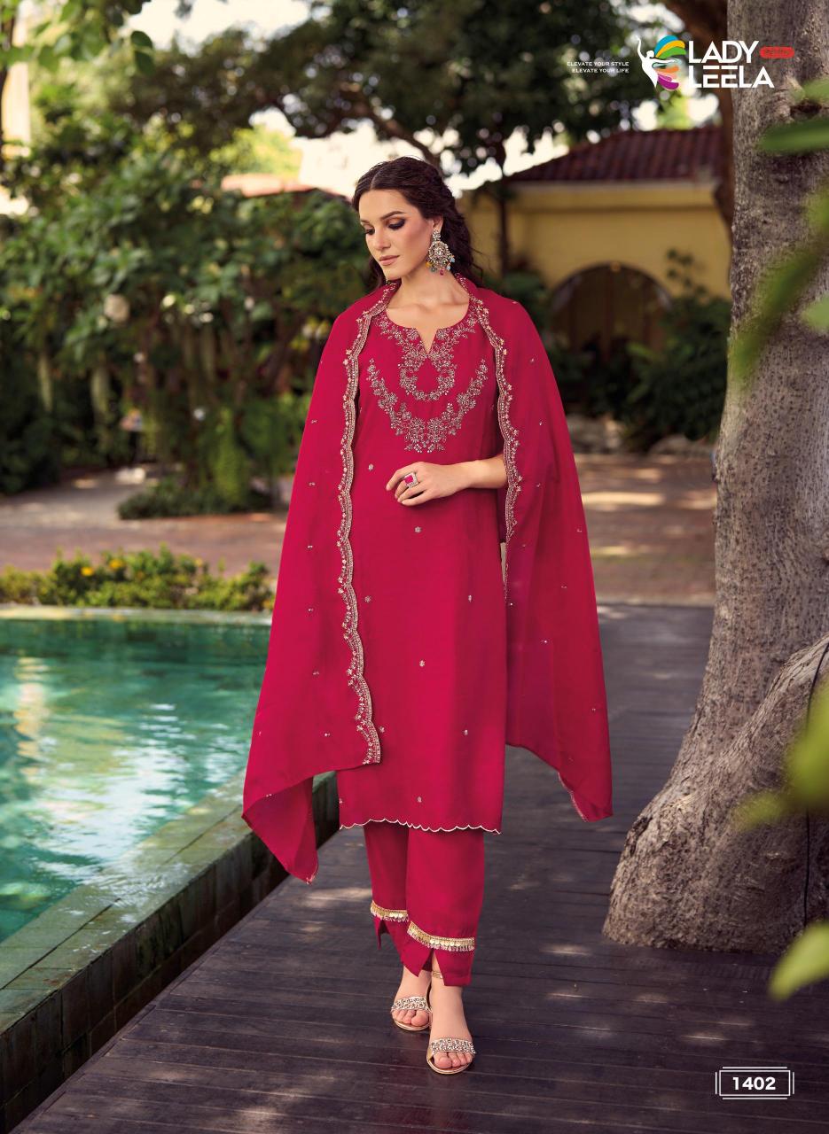 Lady leela noor 2 shimmer vichitra 3 pcs wholesale cloth market in surat with price list 