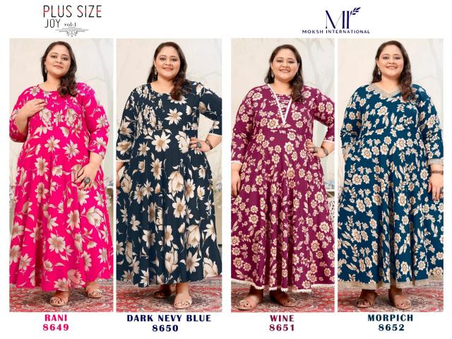 Moksh International plus size joy vol 1 riyon plus size kurti wholesale market near me