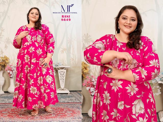 Moksh International plus size joy vol 1 riyon plus size kurti wholesale market near me