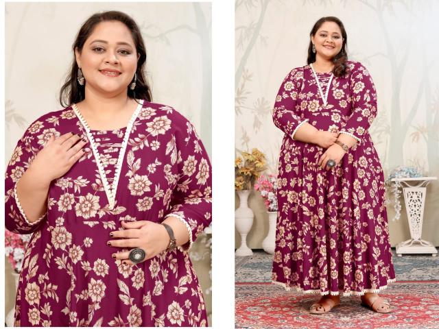 Moksh International plus size joy vol 1 riyon plus size kurti wholesale market near me