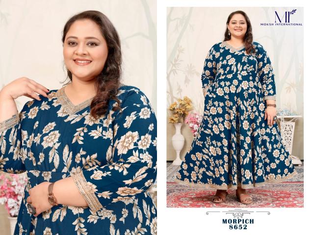 Moksh International plus size joy vol 1 riyon plus size kurti wholesale market near me