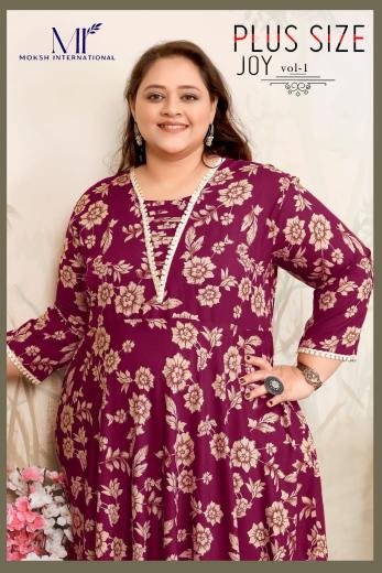 Moksh International plus size joy vol 1 riyon plus size kurti wholesale market near me