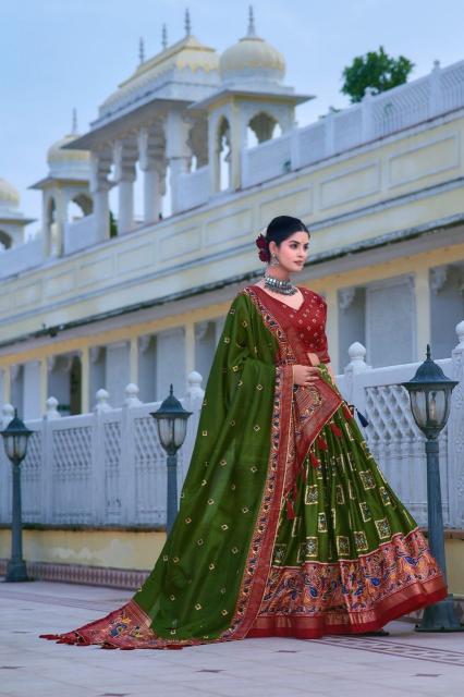 Mor Tussar Silk  wholesale lehenga shops in chandni chowk