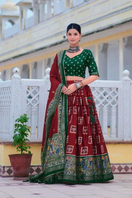 Mor Tussar Silk  wholesale lehenga shops in chandni chowk