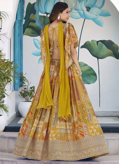 Multi Color Chinon Silk Digital Print Work 657 wholesale market of lehenga choli